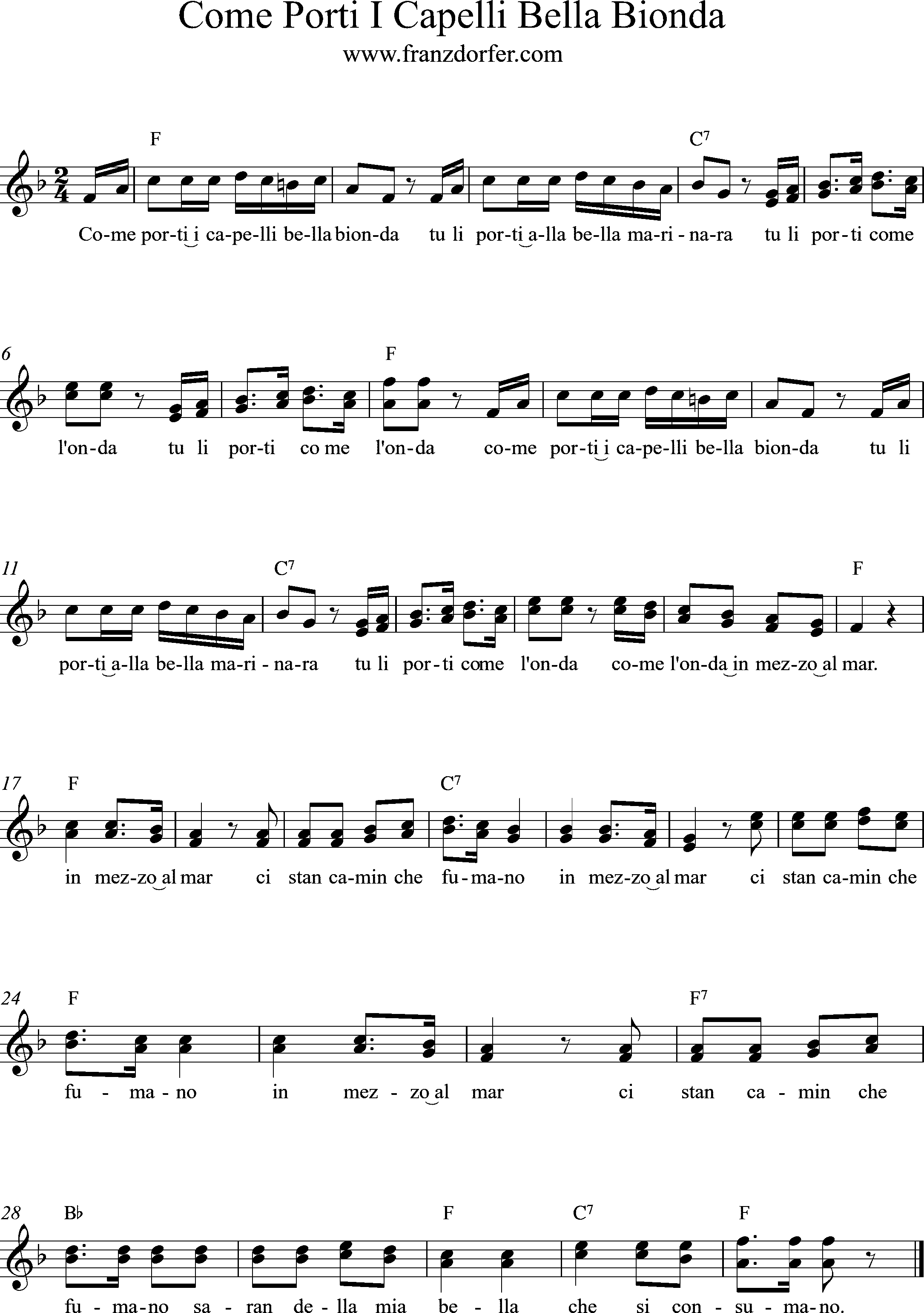 freesheetmusic Bella Bionda